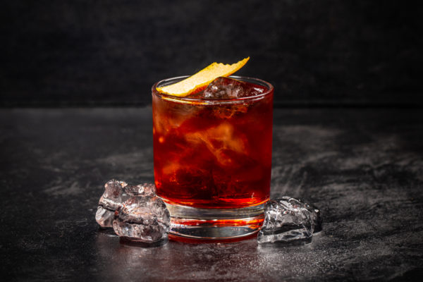 Glass of Negroni cocktail